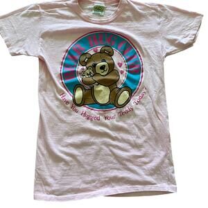 VTG 90s Bear Hug Club Pink Graphic T-Shirt Cottagecore Cute size S